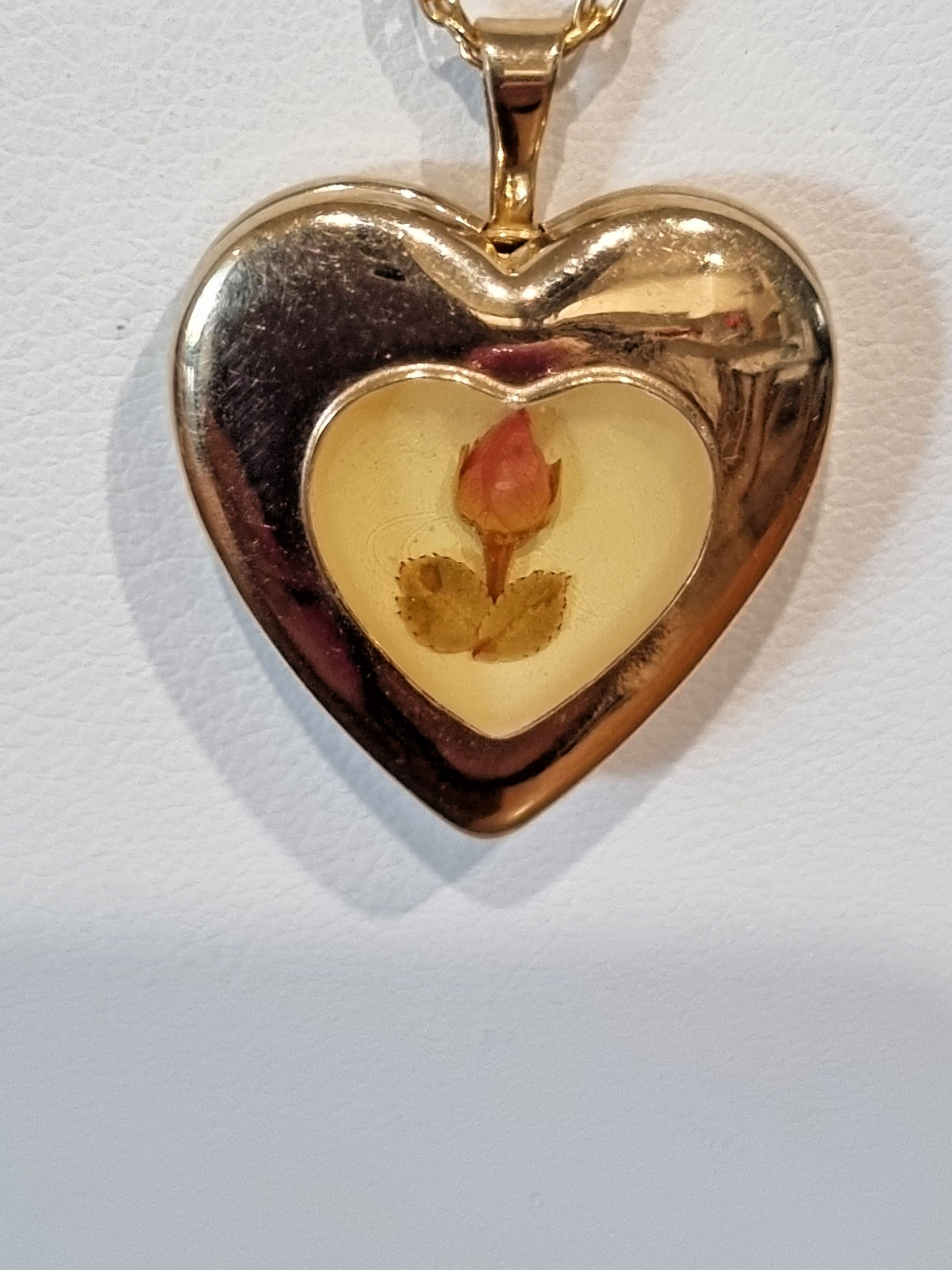Vintage 14K GF Real Rosebud Heart Locket PPC USA 12K GF Chain 1960-70s See Video