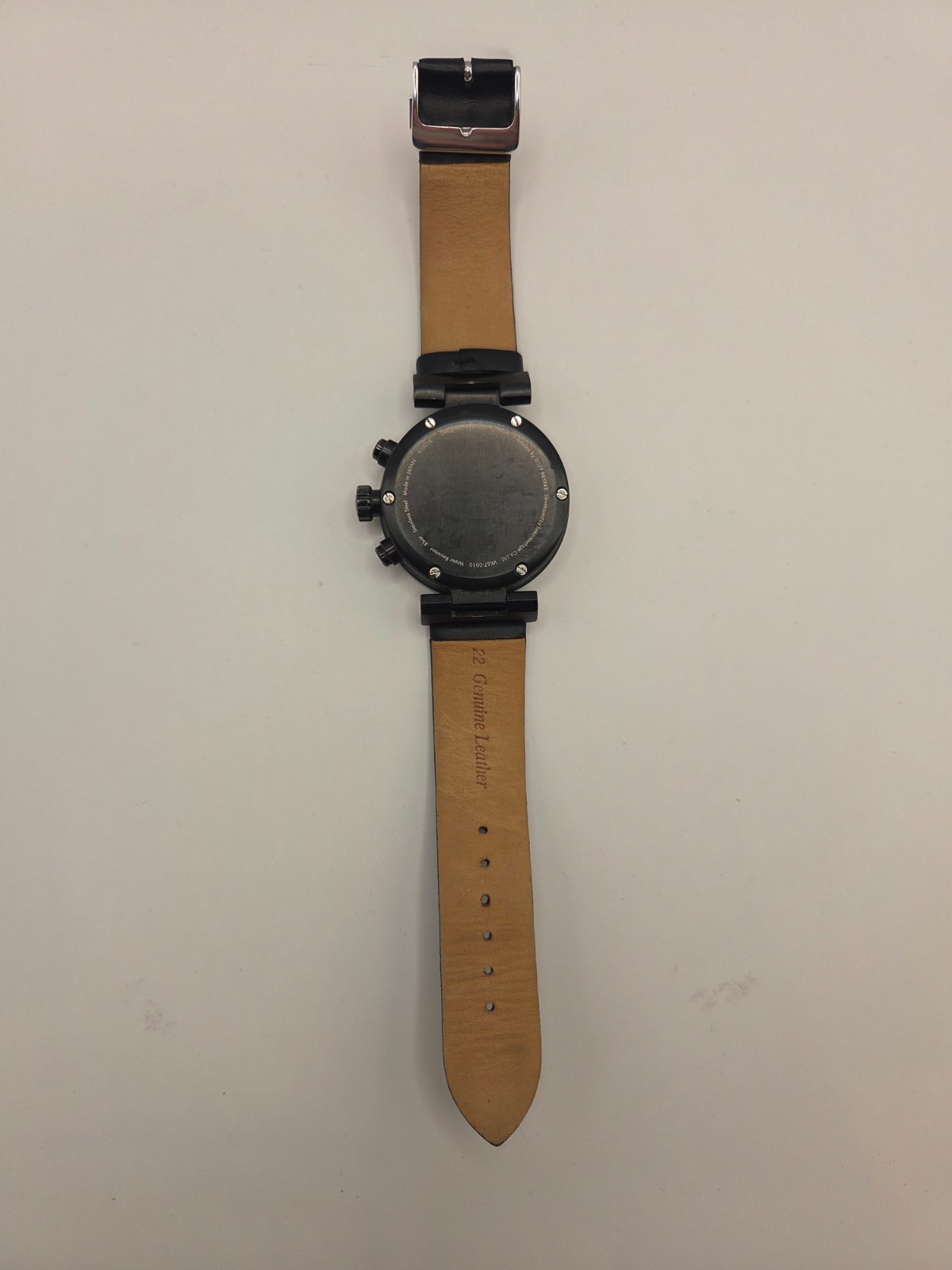Issey Miyake Chronograph Watch VK67-0010 Satoshi Wada Black Leather Japan Seiko