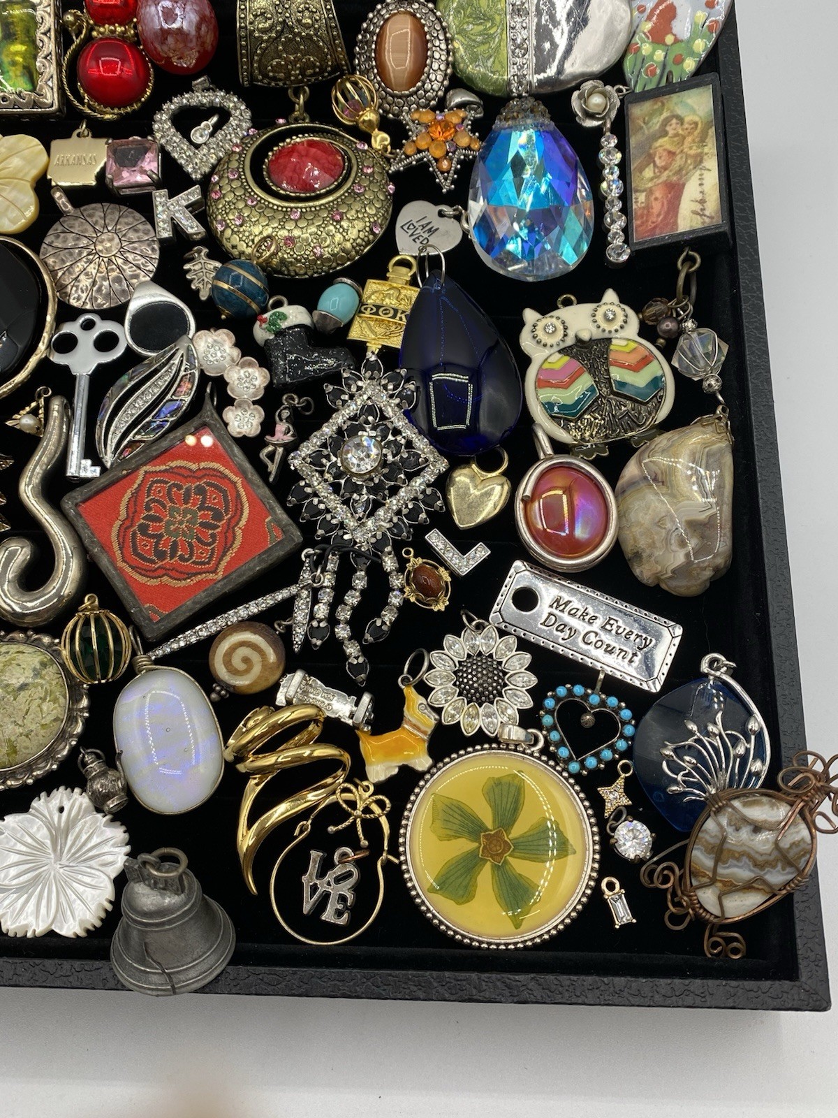 Vintage-Now Jewelry Lot Of 120 Pendants & Charms For Necklaces Enamel Rhinestone