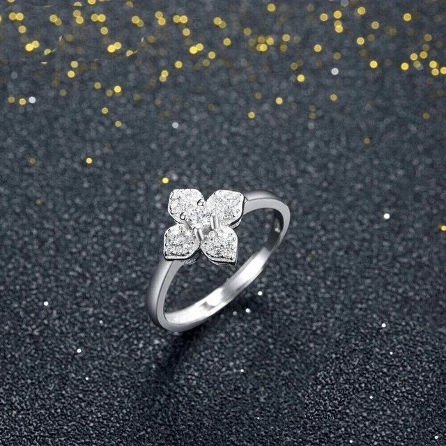 Flower Women’s Ring 1.90ct Round Cut 14k White Gold Plated Lab Grown Diamond