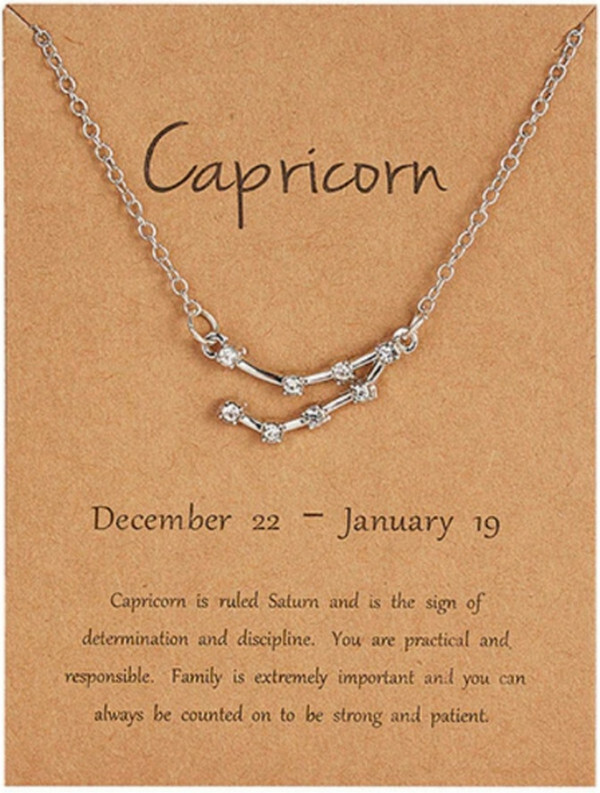 Bling Rhinestone Constellation Zodiac Sign Pendant Necklace 17″+2″ extender NIP