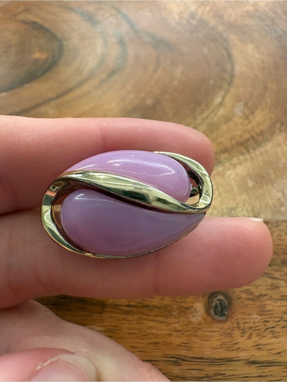 Vintage Pink Enamel and Gold-Tone Oval Clip-On Earrings