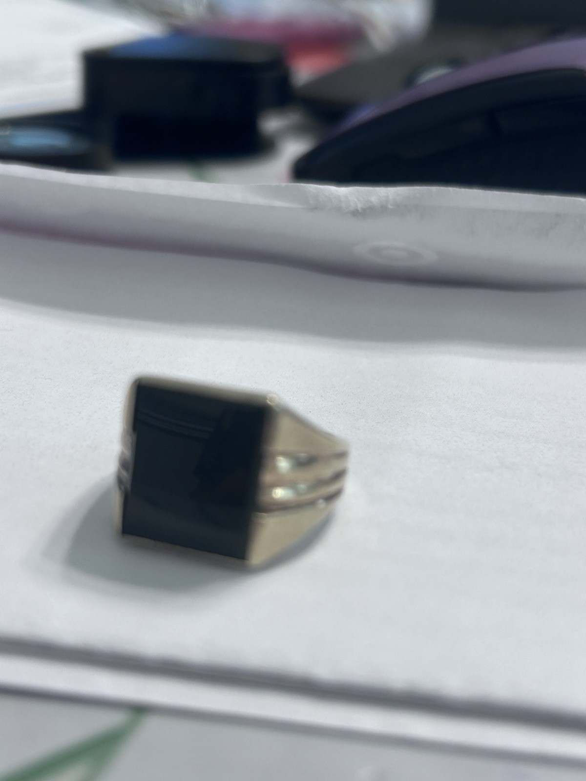 Vintage Signet Cushion Cut Black Onyx Ring in 10K YG 8 Gr