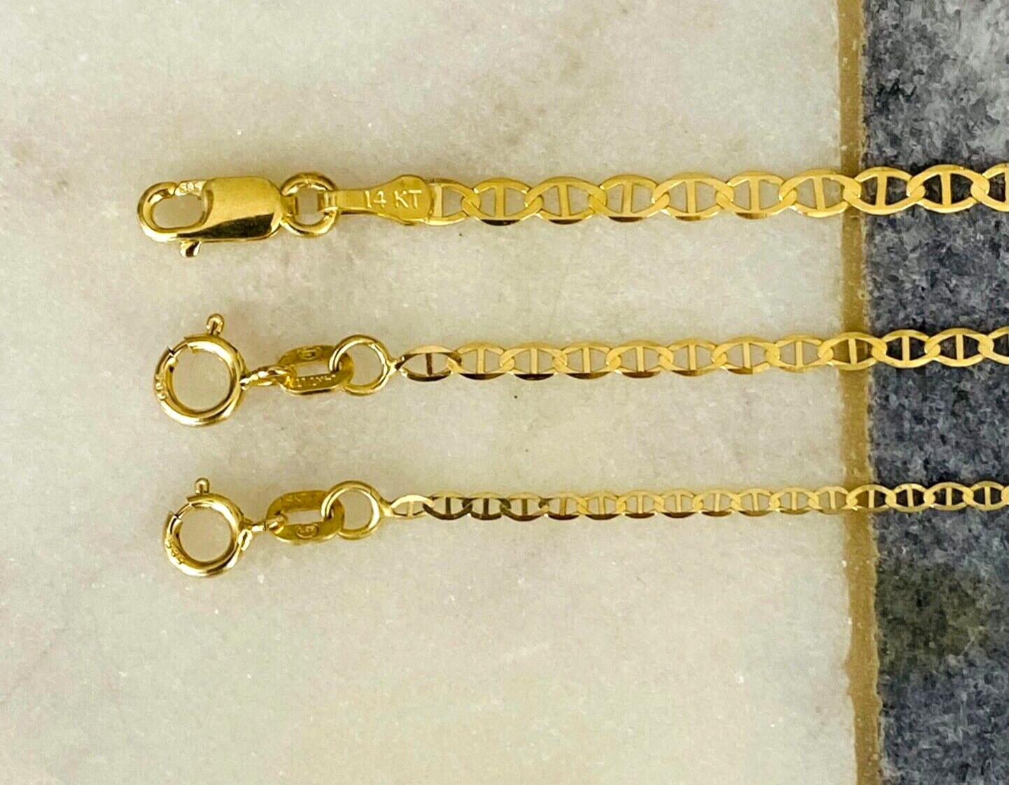 14K Solid Yellow Gold AnchorLink Chain Necklace- 1.5mm- 2mm- 2.5mm –