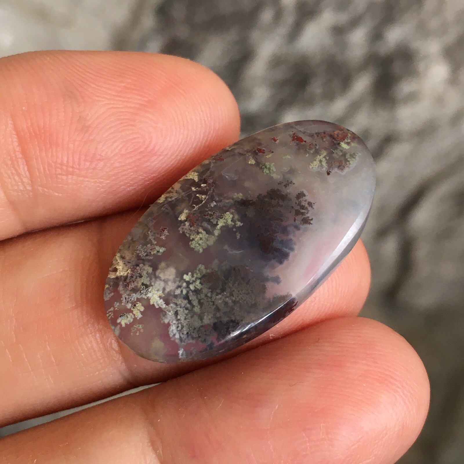28.5x16x4.9mm Fine Garden Moss Agate Oval Cabochon Loose Picture Stone