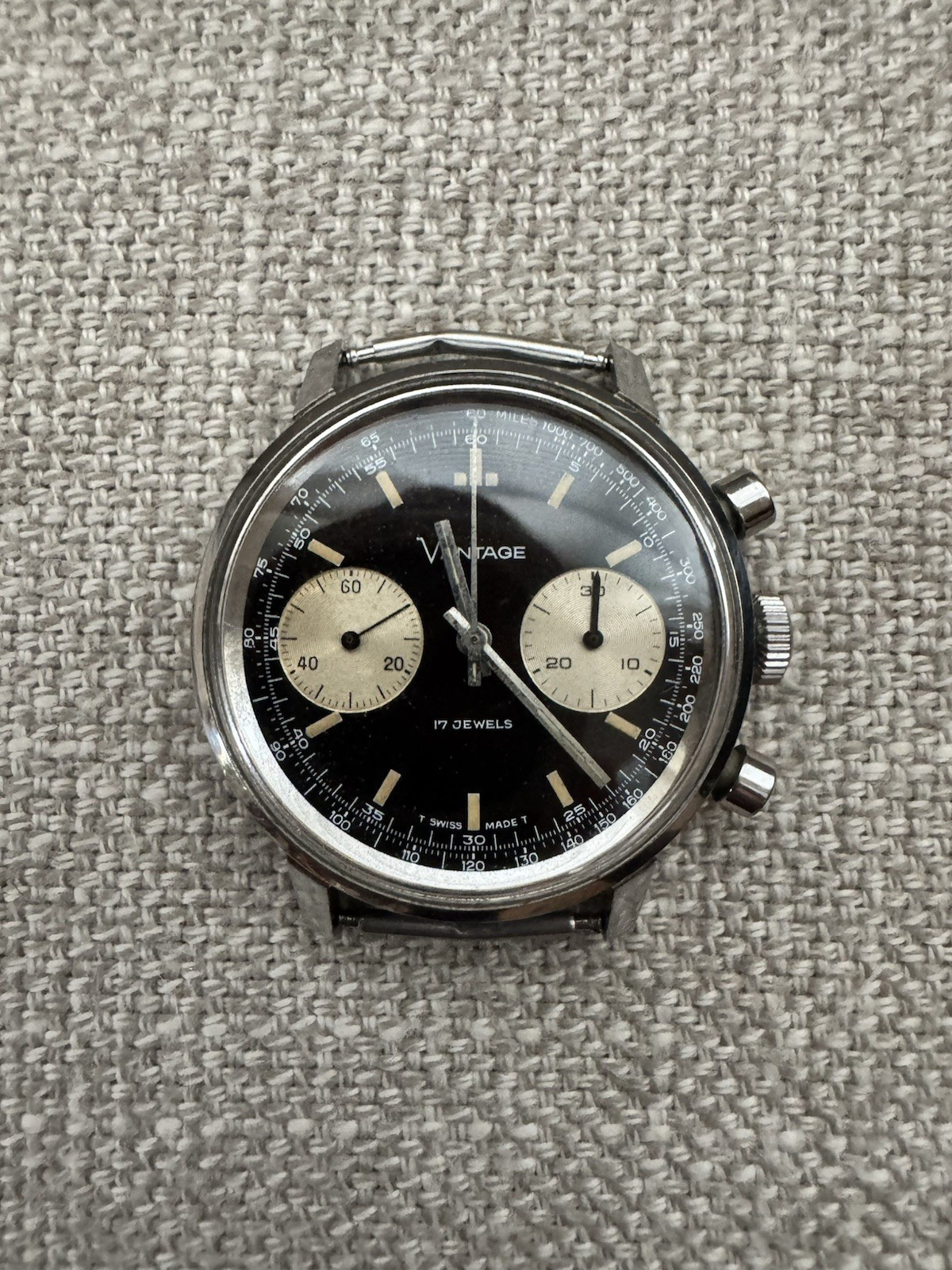 Vintage Vantage Chronograph II Panda Tropical Dial 1970s Hamilton Valjoux 7733
