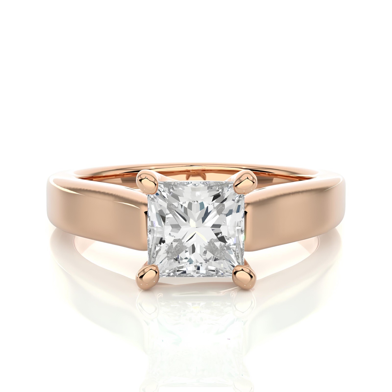 1.00 CT Princess Cut VSSI Lab Grown Diamond Women’s Wedding Ring 14k Yellow Gold