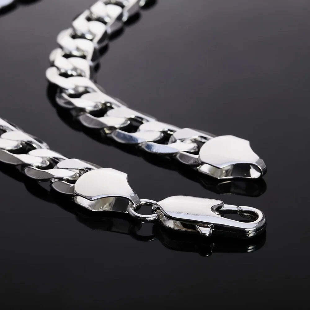 925 Sterling Silver Necklace for Men Classic 12MM Chain