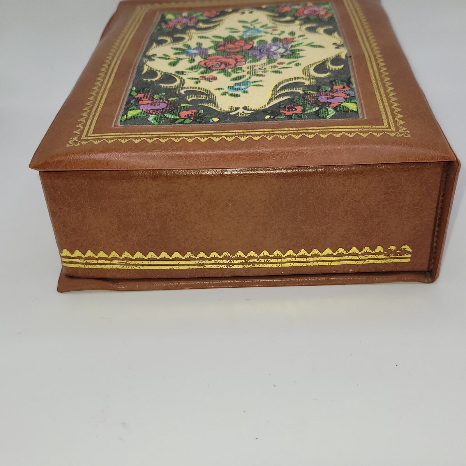 Faux leather Jewelry box ~ framed fabric insert ~ felted interior ~ mirror