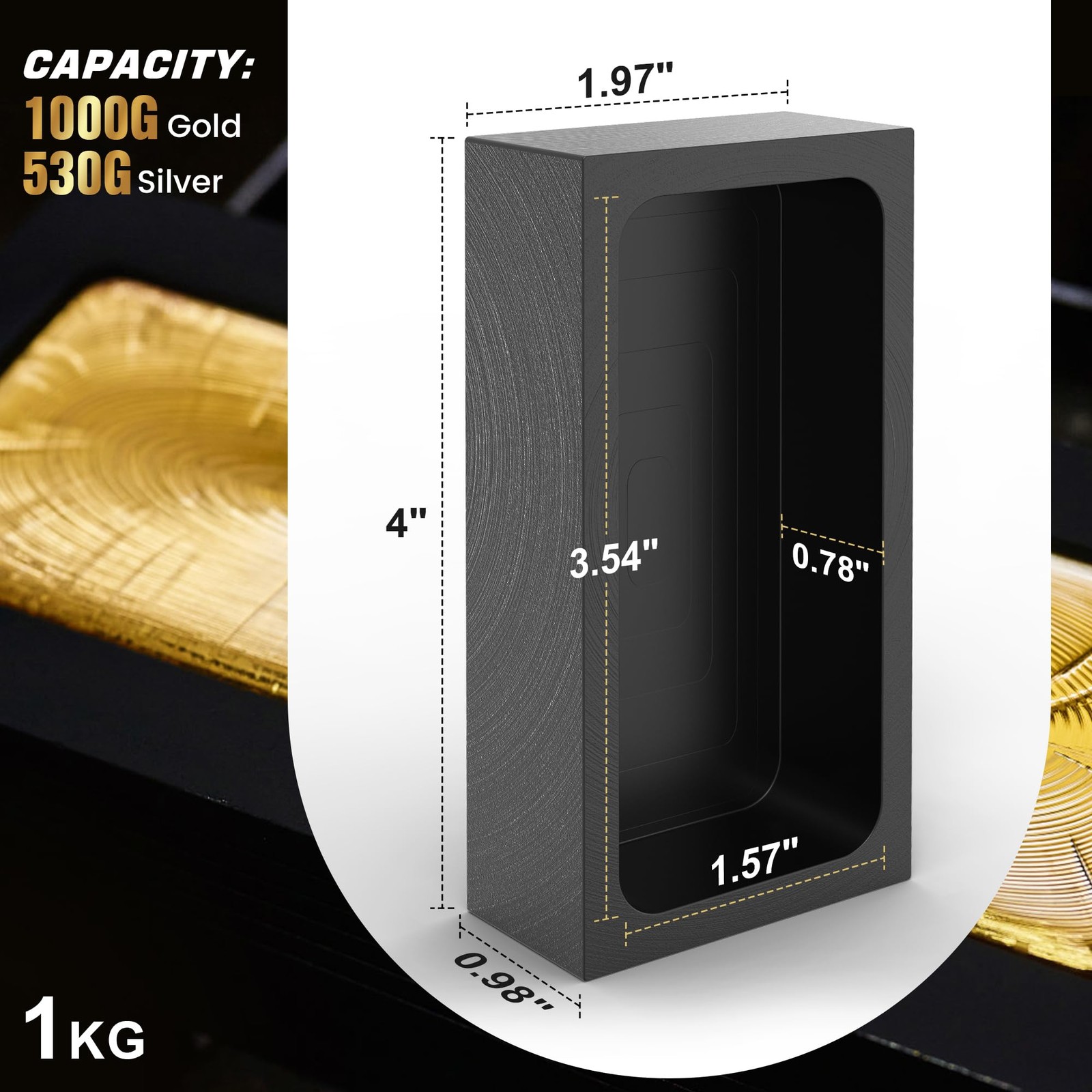 Premium High Purity Graphite Ingot Mold For Gold Silver Copper Metal 1kg 2PC