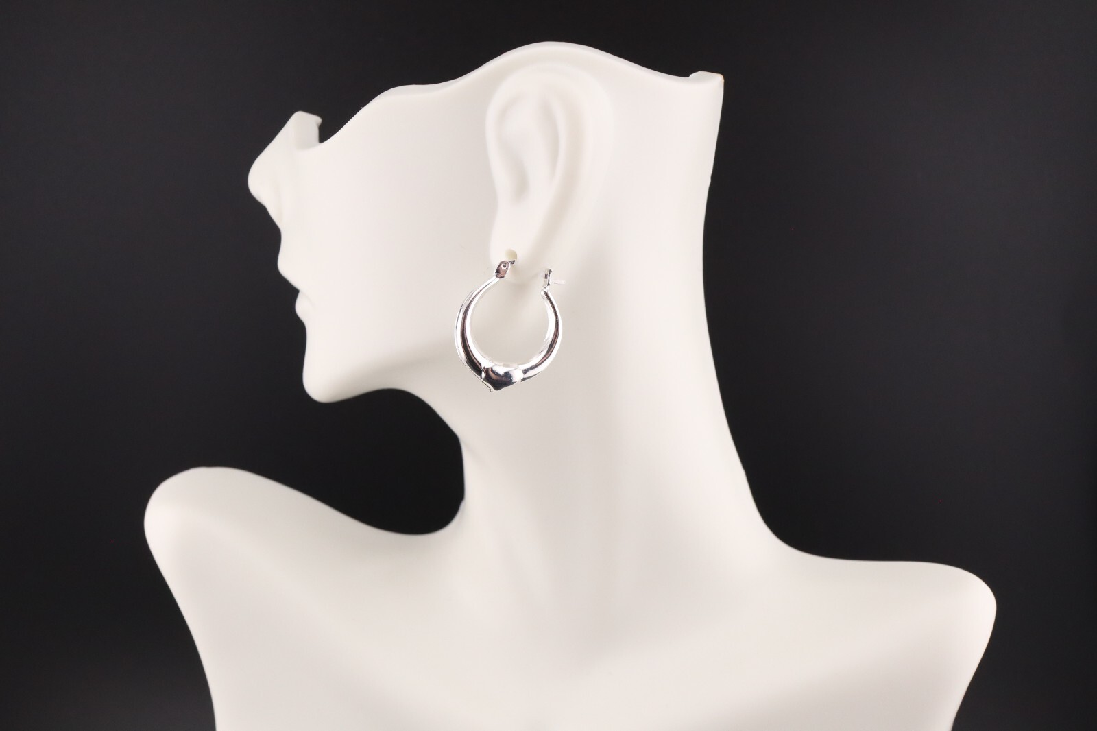Women’s Sterling Silver Heart Hoop Earrings Polished Lightweight Jewelry **