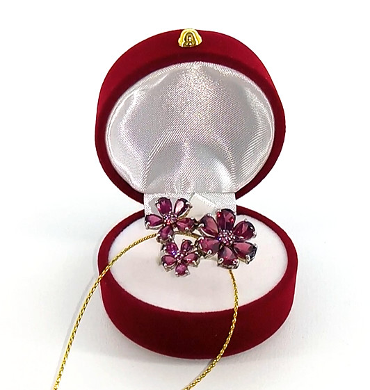 🔥🔥🔥Imposing Purple Rhodolite Garnet & Garnet Flower Ring in Silver & White Gold