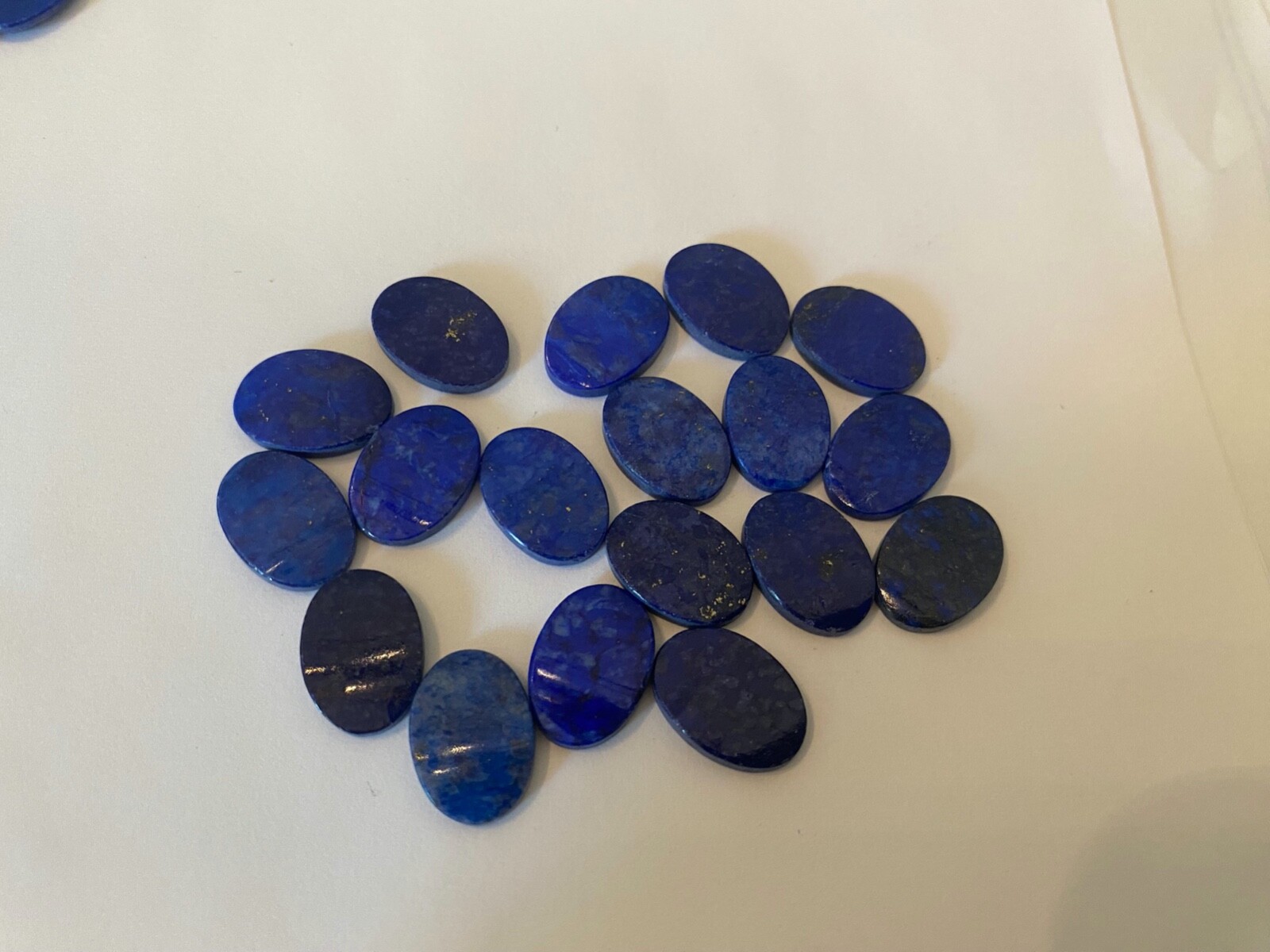 VINTAGE LOT 0F 10 PCS 14/10 MM NATURAL FLAT BLUE LAPIS LAZULI FREE SHIPPING
