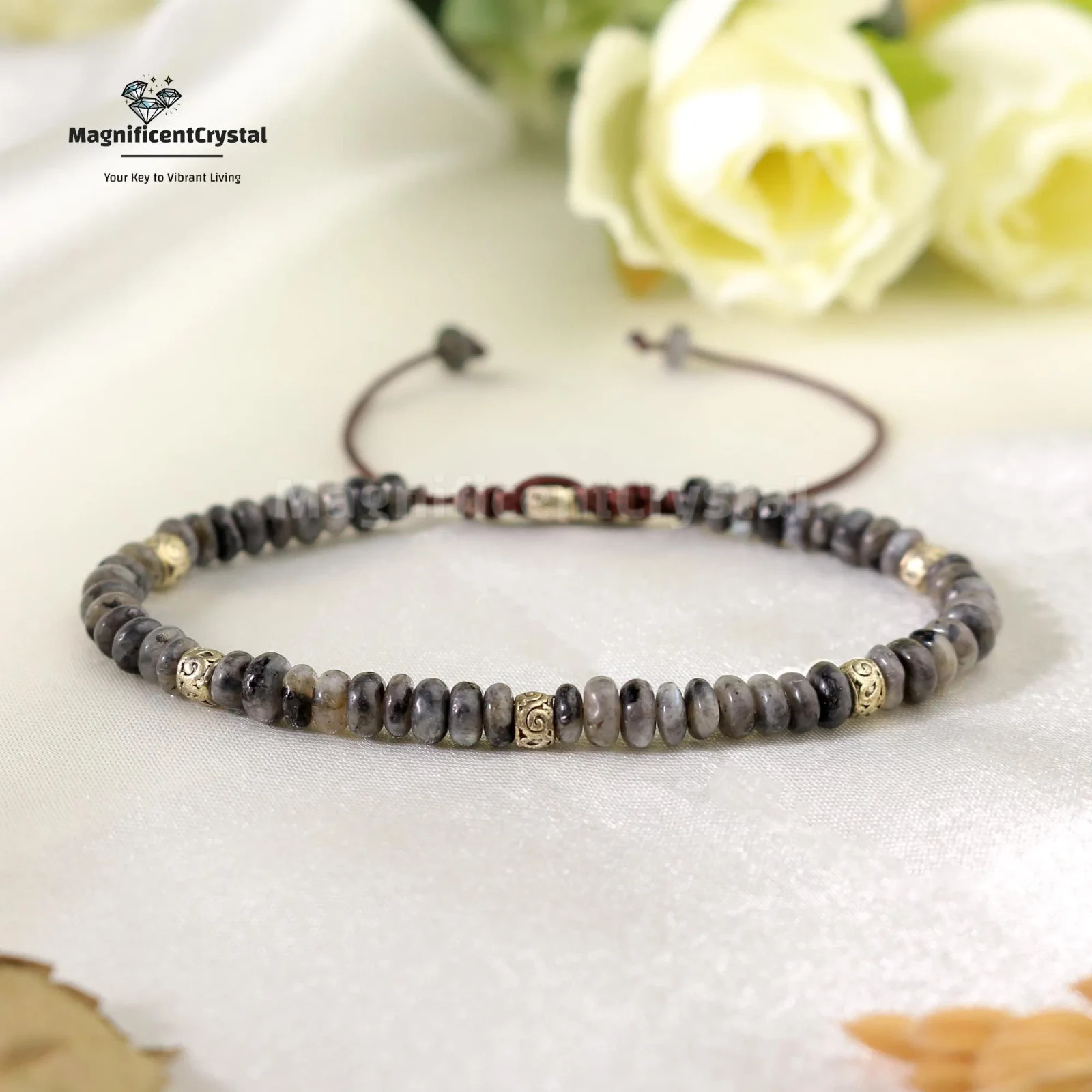 Grounding Larvikite Bracelet Stone of Spiritual Protection Healing Reiki Jewelry