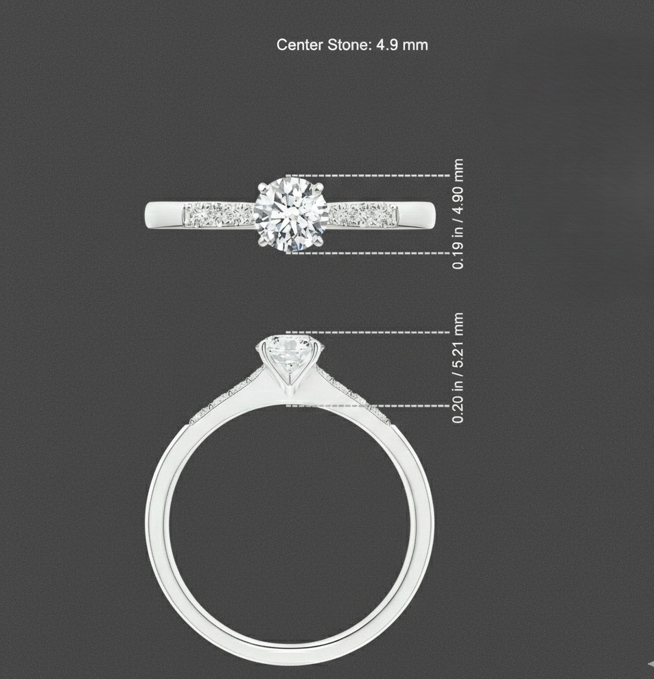 Round Diamond Wedding Ring 0.52 Ct Lab Grown Solid 950 Platinum Size 5 6 6.5 7 8