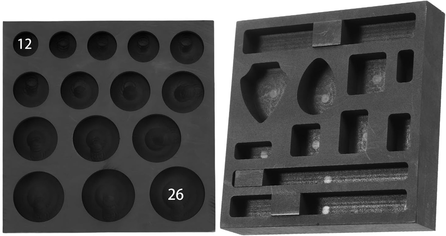 2 Pieces Graphite Ingot Molds, 11-In-1 & 15-In-1 Metal Molds Set for Casting DI