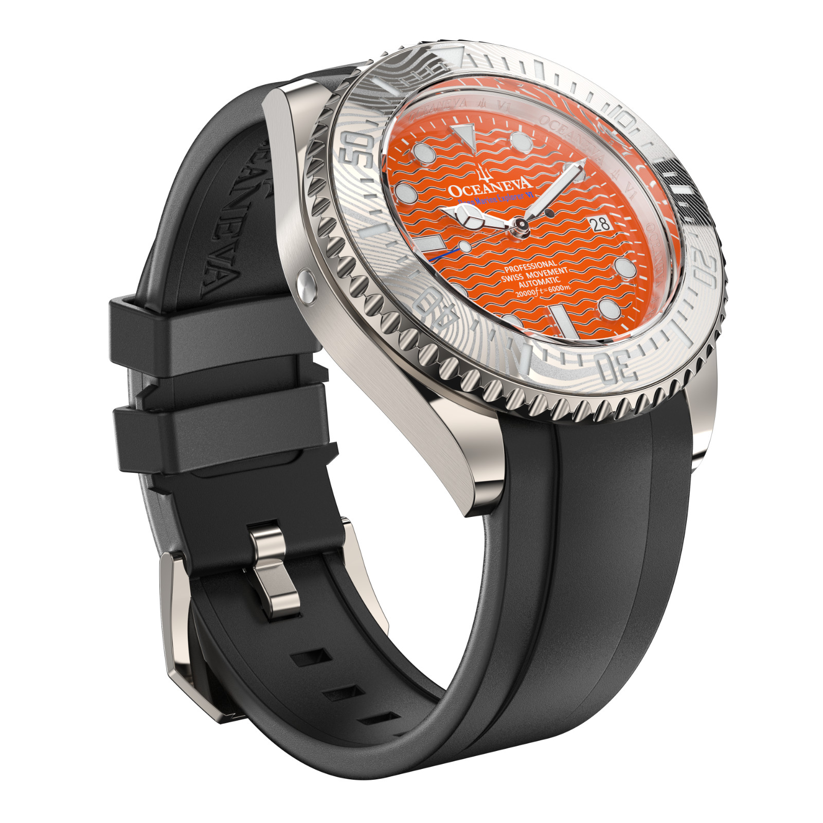 Oceaneva 6000m Grade 5 Titanium AUTOMATIC Watch SWISS MOVEMENT Orange
