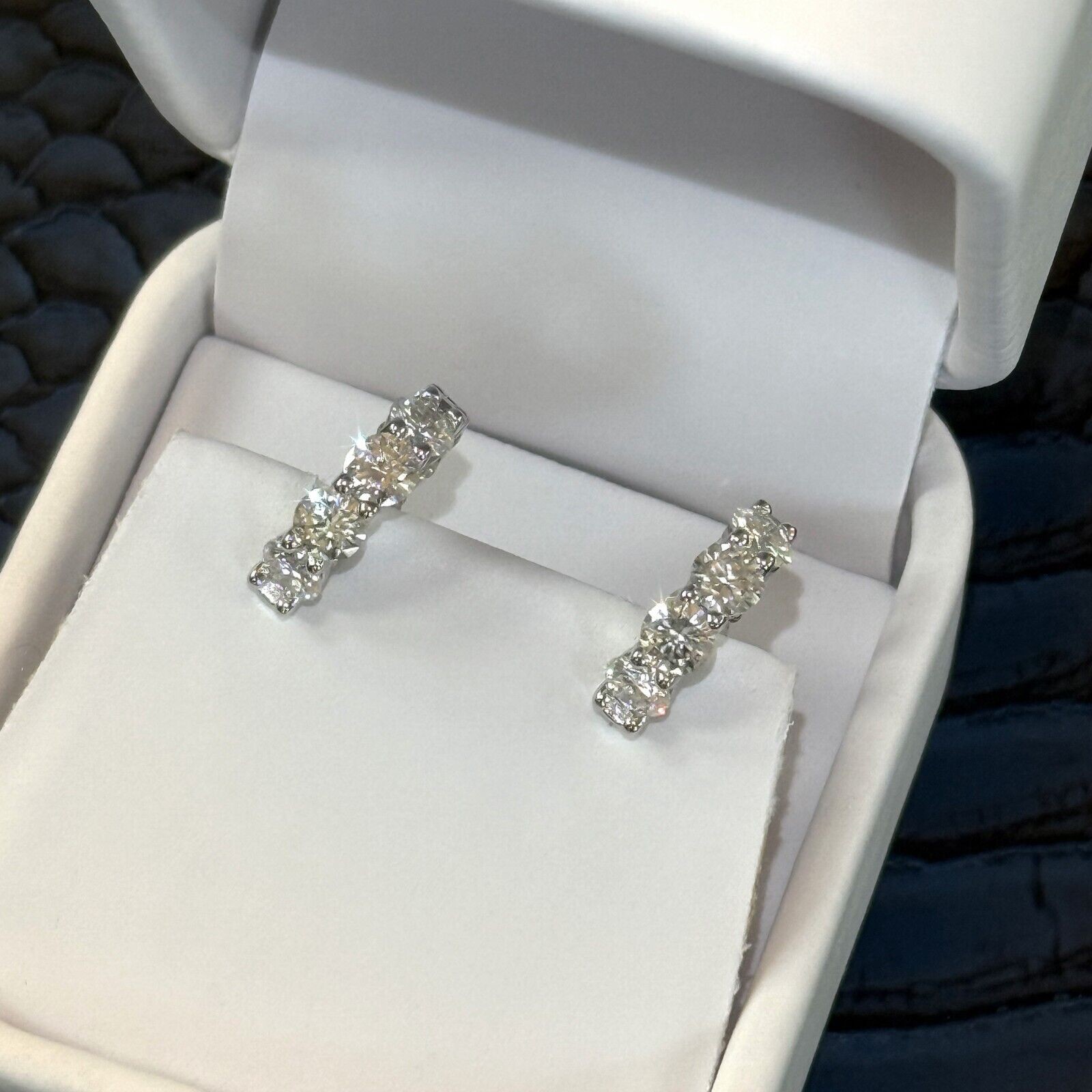 3.00 CTW Certified VVS1 Moissanite Hoop Earrings Huggies – 925 Silver 14K Gold