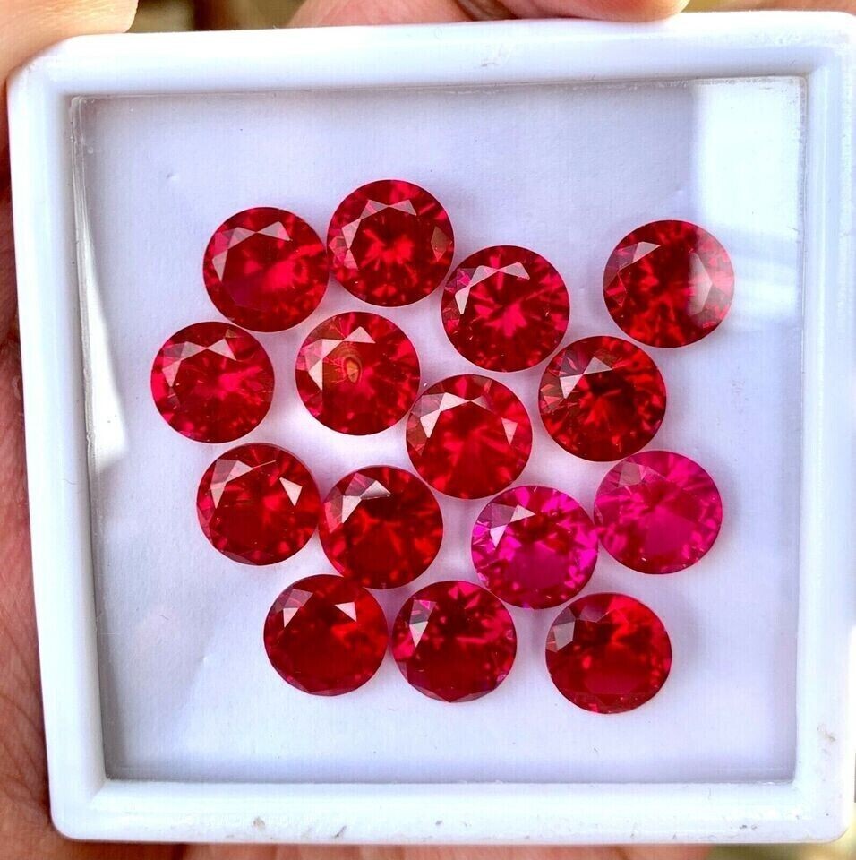 Burmese Certified Natural Red Ruby 5 mm 15 Pcs Flawless Round Cut Loose Gemstone