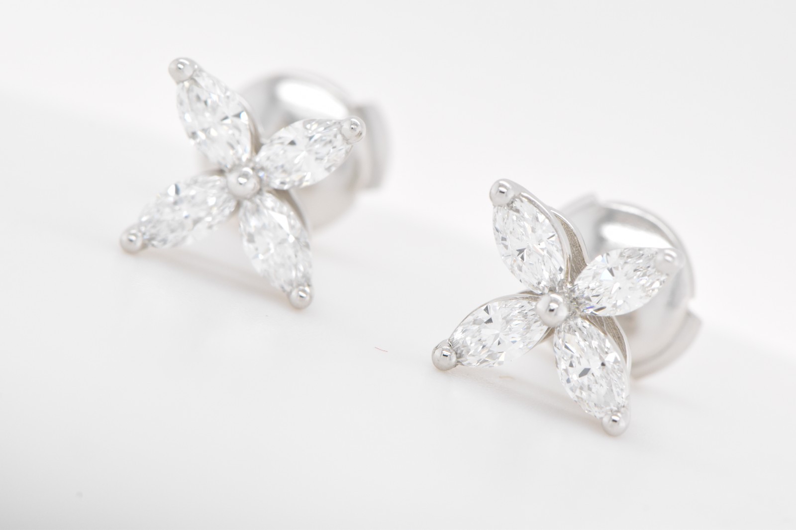 Tiffany & Co. Victoria Earrings Platinum with Marquise Diamonds .92 CTW Set