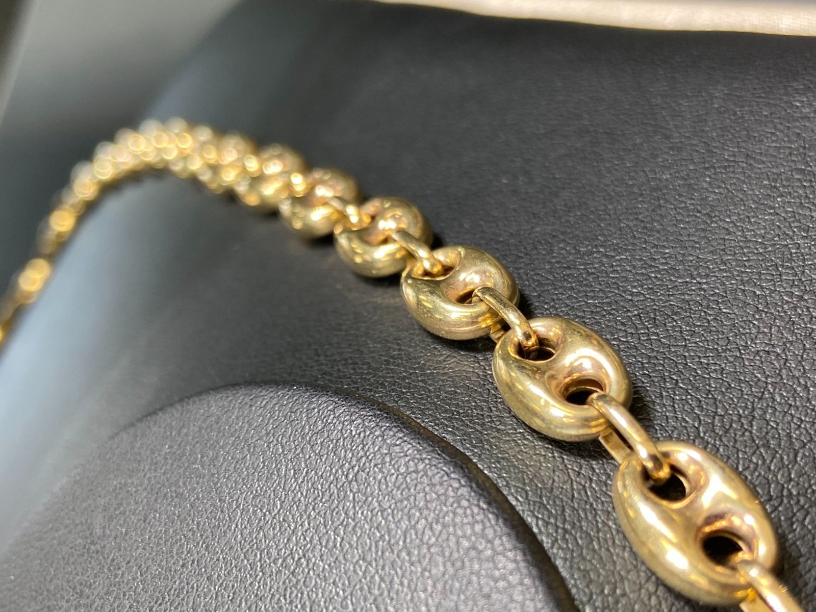 4.7mm Puffed Mariner Chain Necklace Real 10K Yellow Gold 18” Inches – Italy