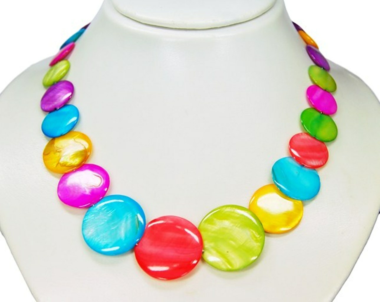Beautiful Multicoloured Round Mother of Pearl Necklace Various Sizes