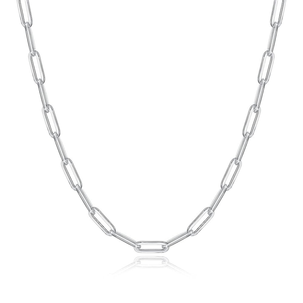 925 Sterling Silver 4mm Paperclip Link Chain Necklace Italy 16”-24”