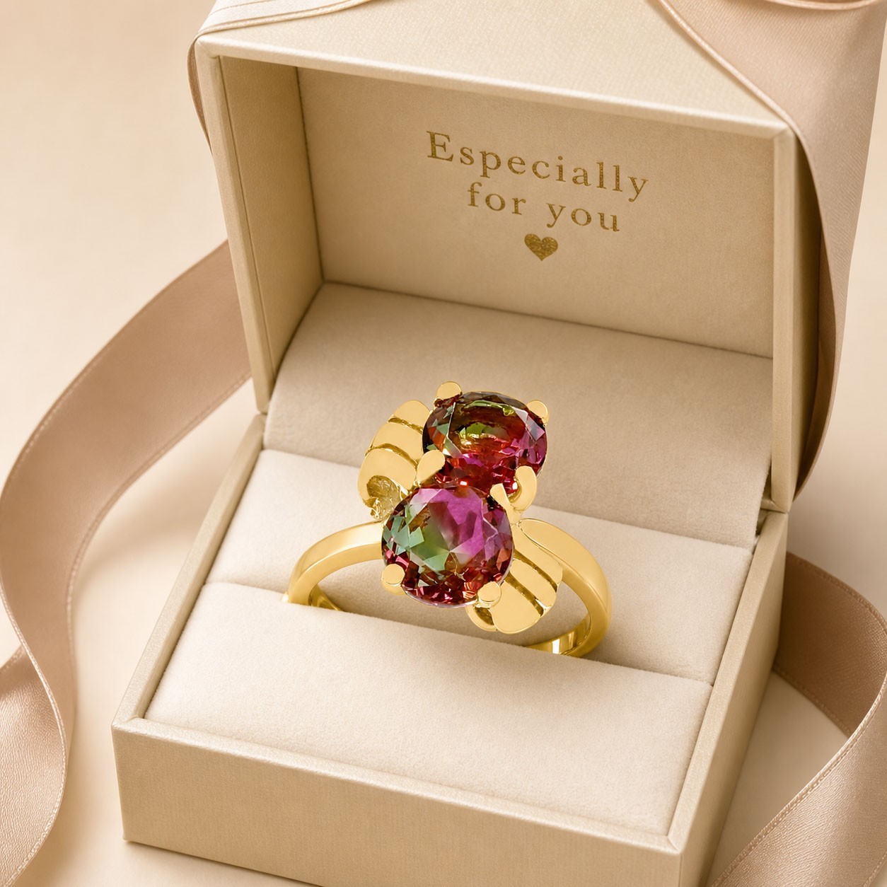 LAB CREATED 3.68 Cts TOURMALINE RING 10K SOLID YELLOW GOLD – NWT – MADE IN USA