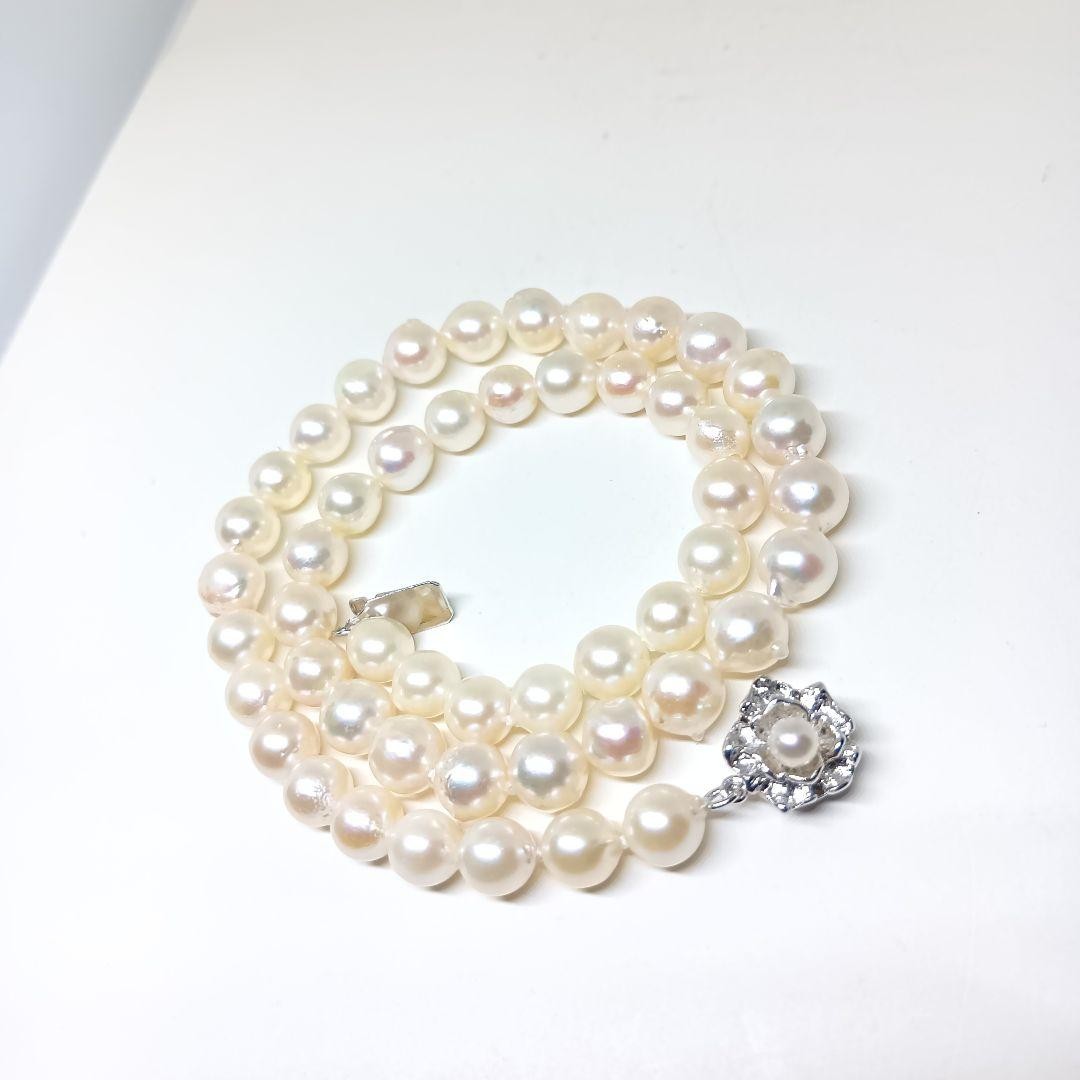 Akoya Pearl Long Necklace 8mm SILVER 40cm/15.7inches Genuine Pearl