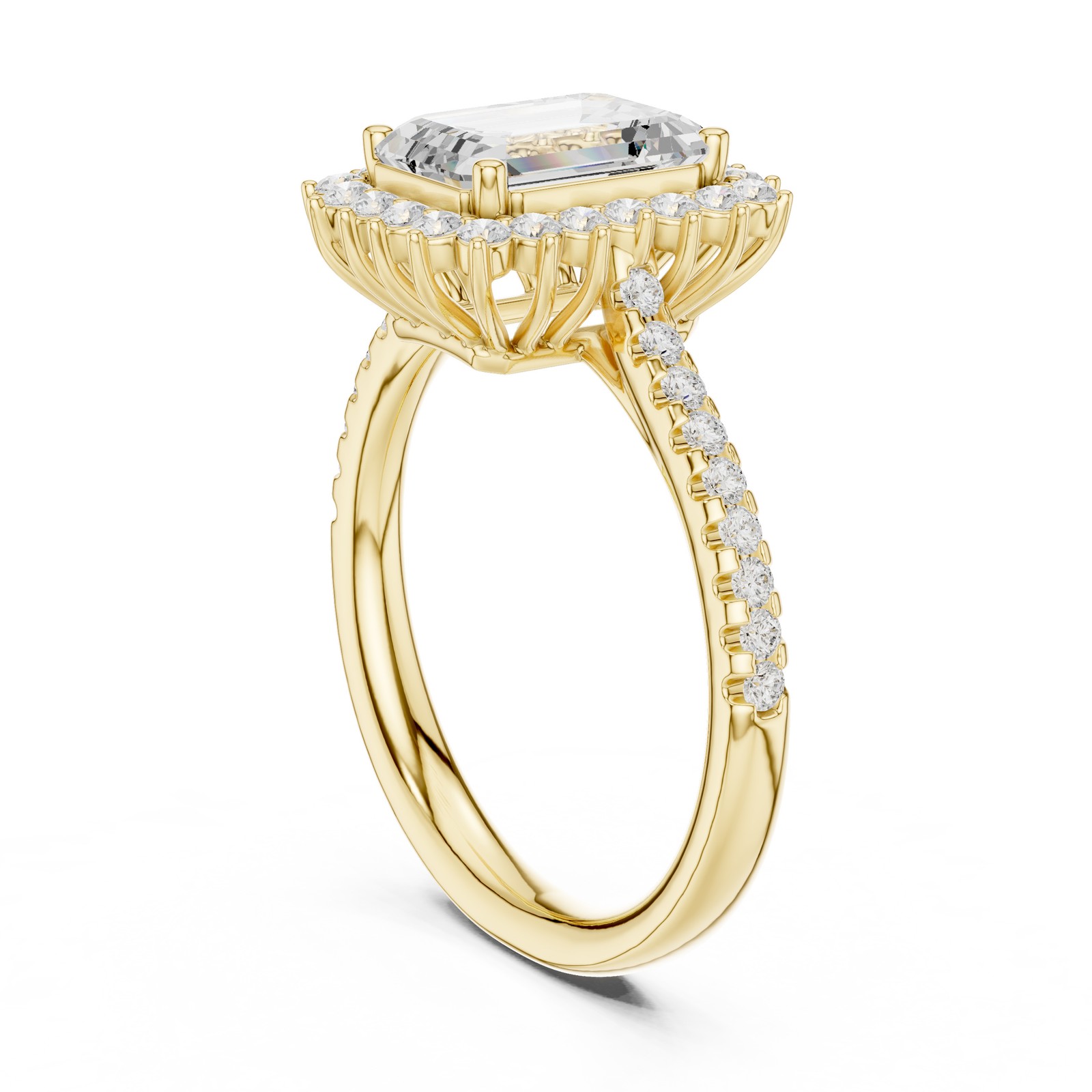 Certified Emerald Cut 2.3 Ct Lab Grown Diamond Engagement Ring 14K Gold Over