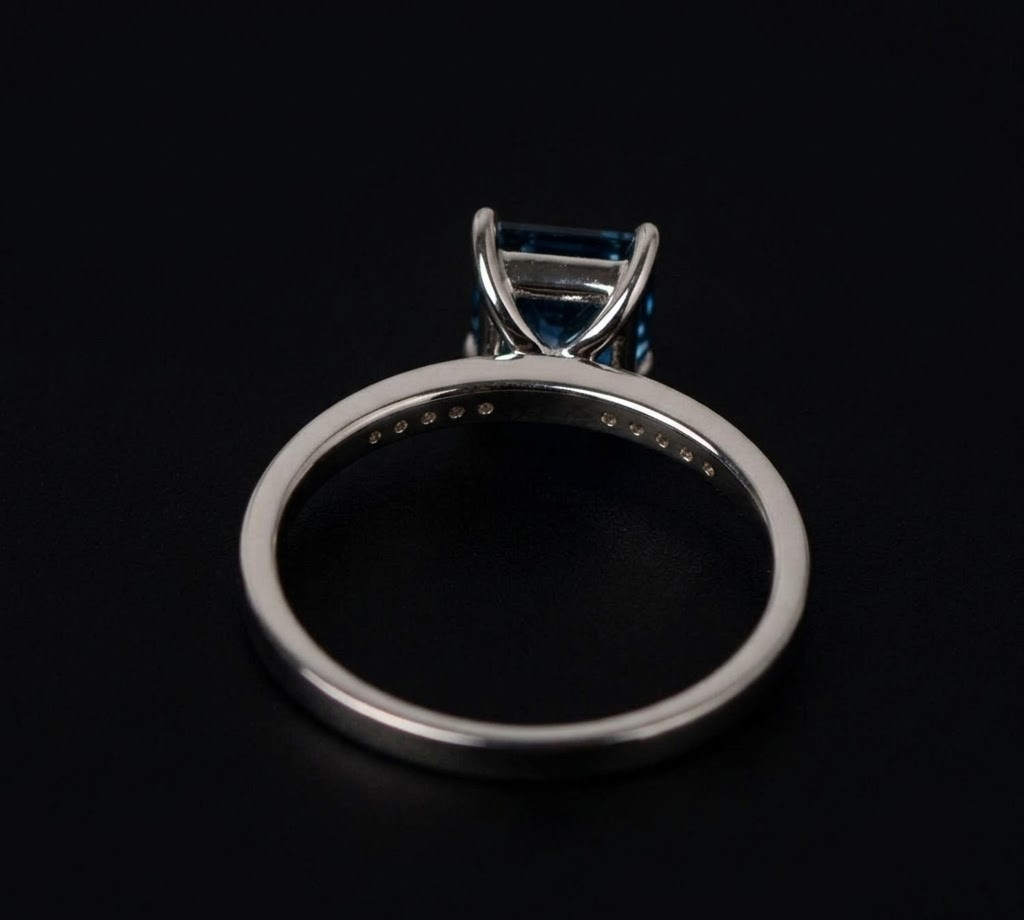 London Blue Topaz Princess Cut Ring, 925 Sterling Silver Engagement Ring