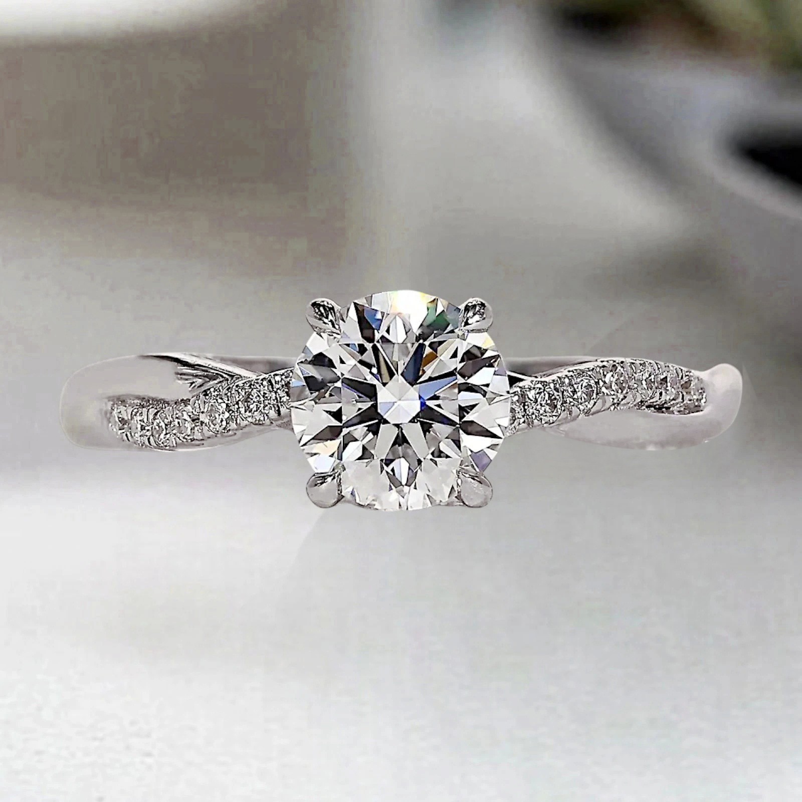 Certified 5.00 Cts. Round Shape White Diamond Ring In 925 Silver – Tariff Free