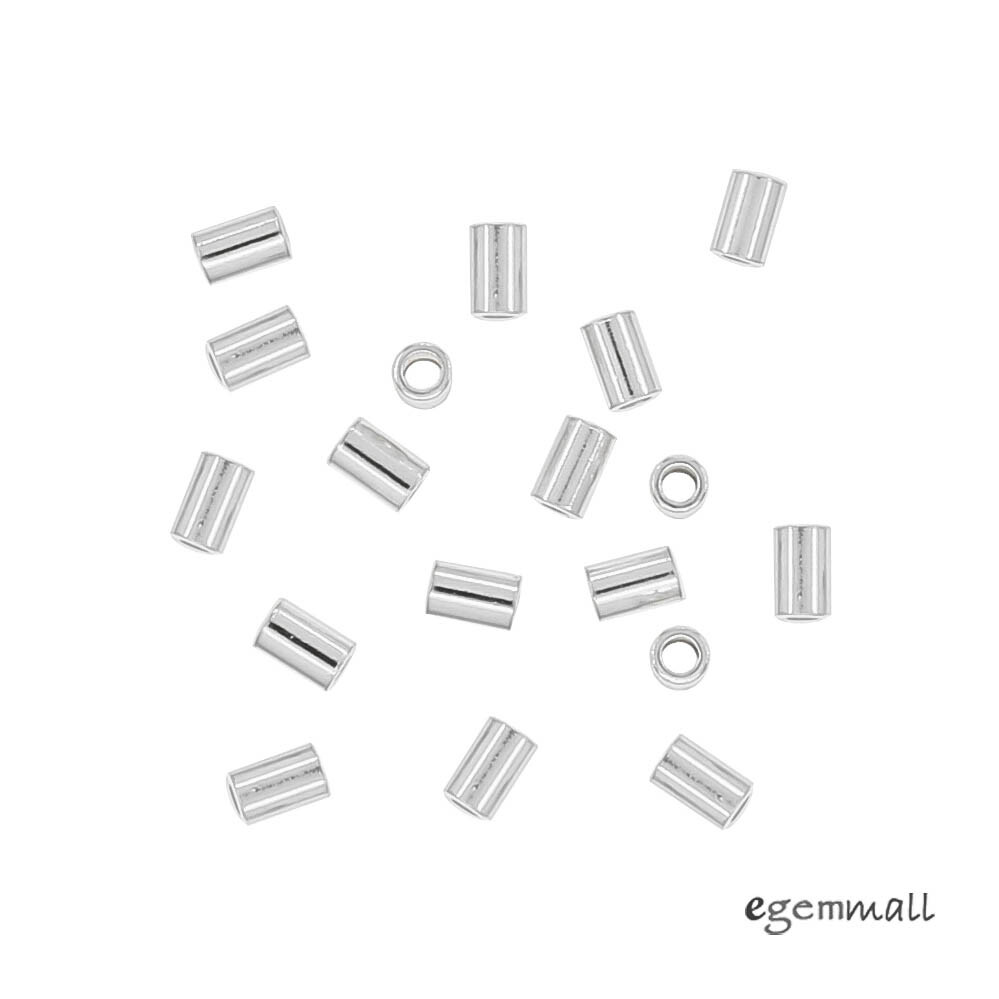 100 Sterling Silver Tube Crimp Beads Spacer 1.5×2.5mm #97688