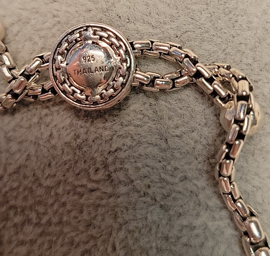 JOHN HARDY JAI Sterling Silver DIAMOND Adjustable SLIDER Pull Chain Bracelet