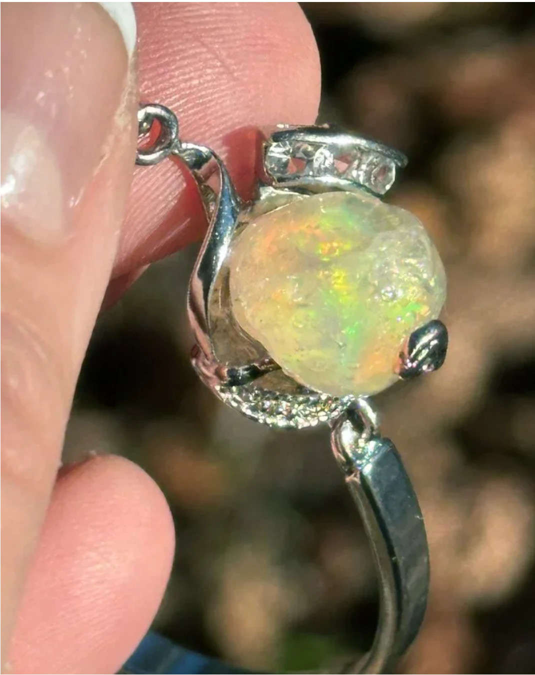 Vintage HUGE Seven Carat Opal Cuff Bracelet