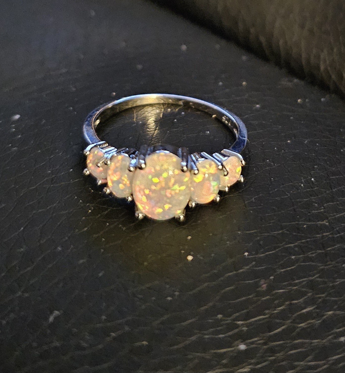 Elegant design Fire Opal Rings In Silver Ring Size 8