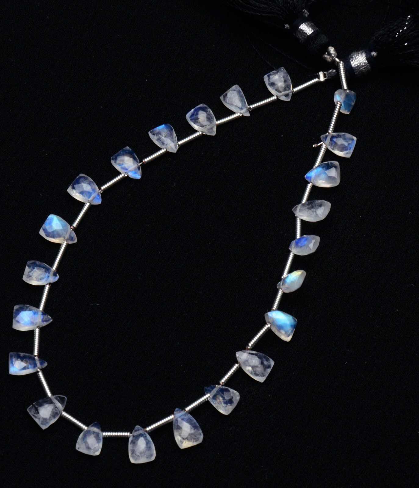 Blue Fire Rainbow Moonstone 7x5mm Size Faceted Fancy Shape Briolette Beads 8.5″