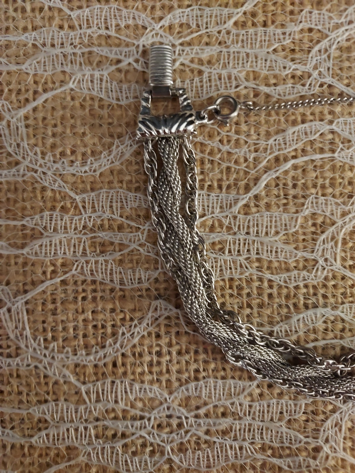 Vintage Goldette NY Silver Mesh Chain Bracelet w/Safety Chain Fold Over Clasp 7″