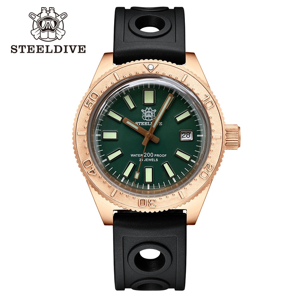 STEELDIVE SD1962S Mens Bronze 41.9mm 200M Automatic Dive Watch NH35 Swiss