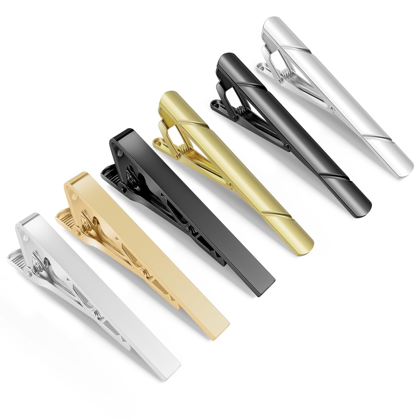Tie Clips for Men Classic Tie Bar Clip Set, 6 Pack
