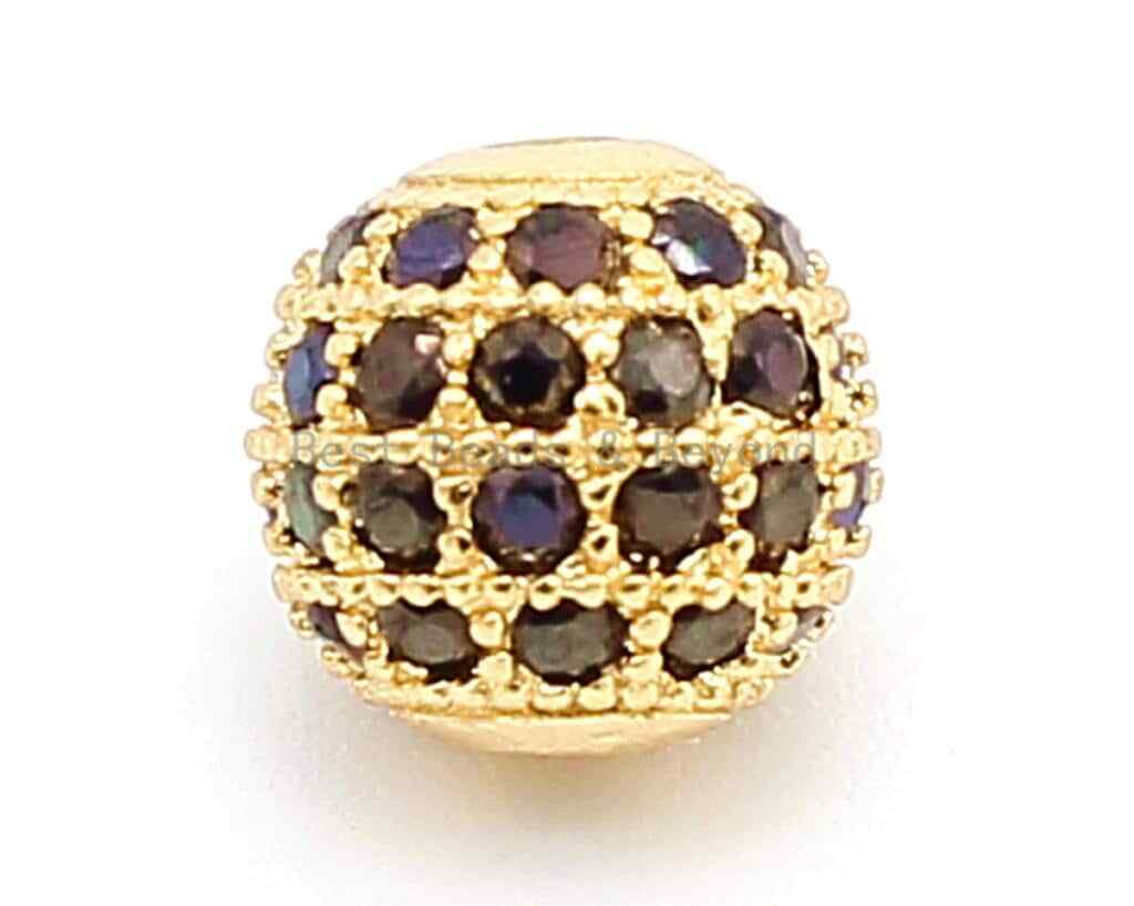 Black CZ Pave Ball Spacer Beads Charm/Pendant for Jewelry Making, 6/8/10/12mm