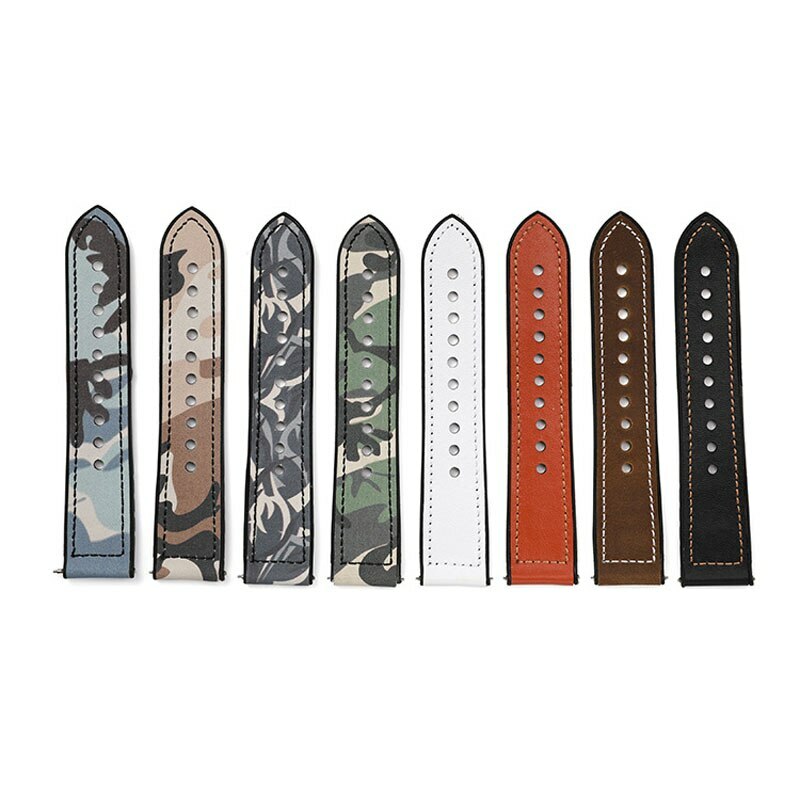 Camo TPU Leather Rubber Strap 22 20mm Watch Band For Samsung Galaxy Watch 6 5pro