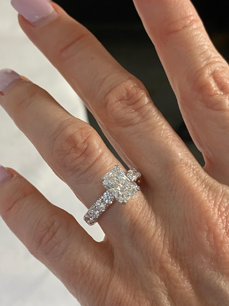 Elegant 4.50 Ct Radiant Cut Lab-Grown Diamond Engagement Ring in 14K White Gold