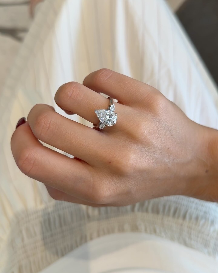 3.25 Ct Pear Cut Lab Grown Diamond Forever Engagement Ring Solid 14K White gold