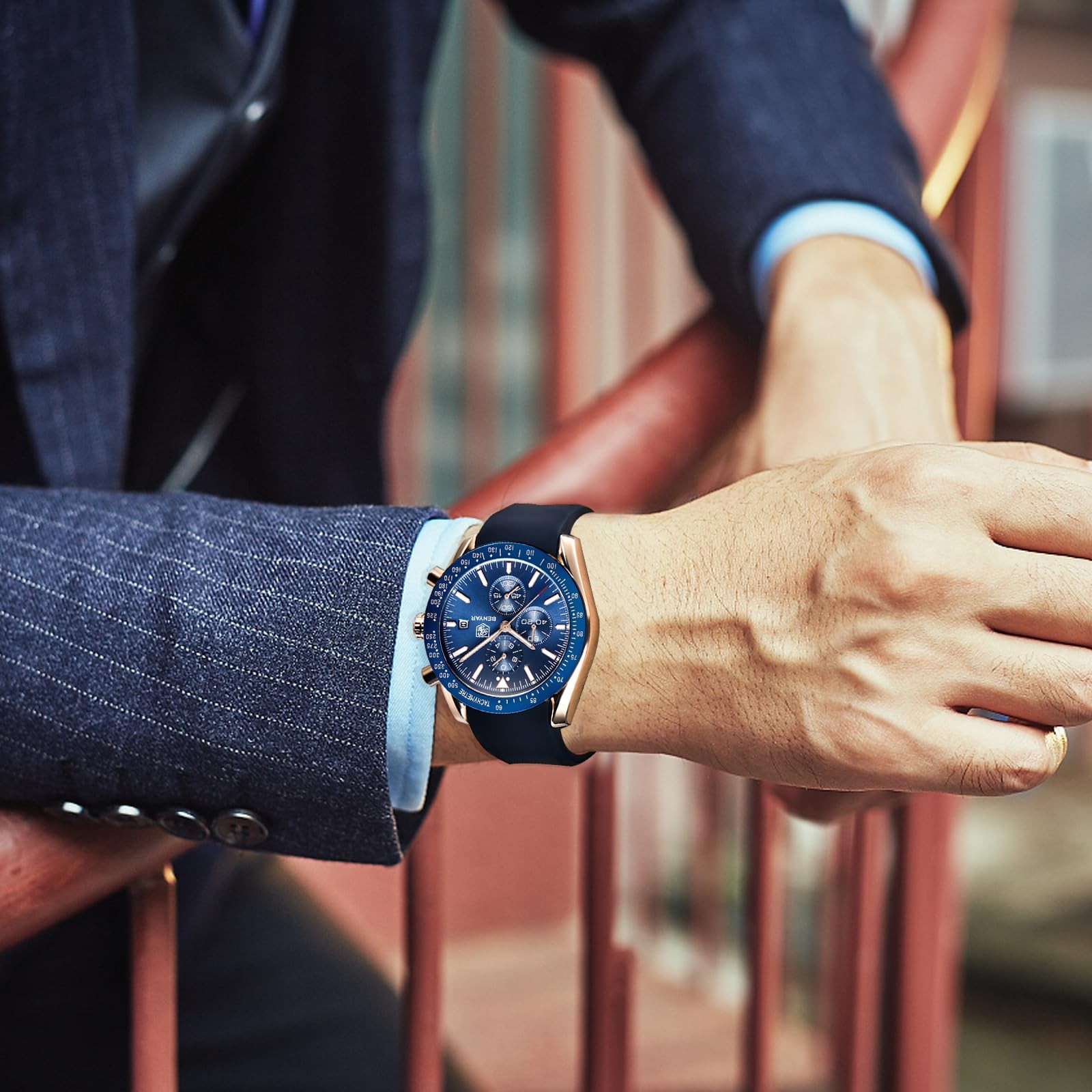 Classic Fashion Quartz Chronograph Watch Casual Sport 30M Waterproof Leather …