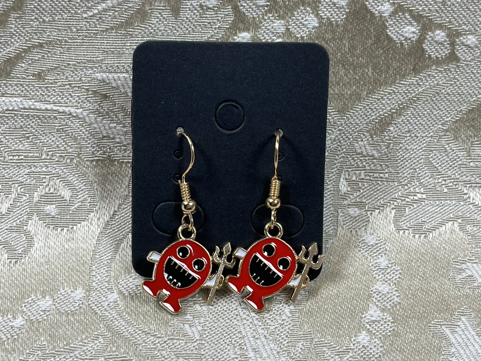 Vintage Burning Man Halloween Gold Dangle Fashion Bohemian Casual Fun Earrings