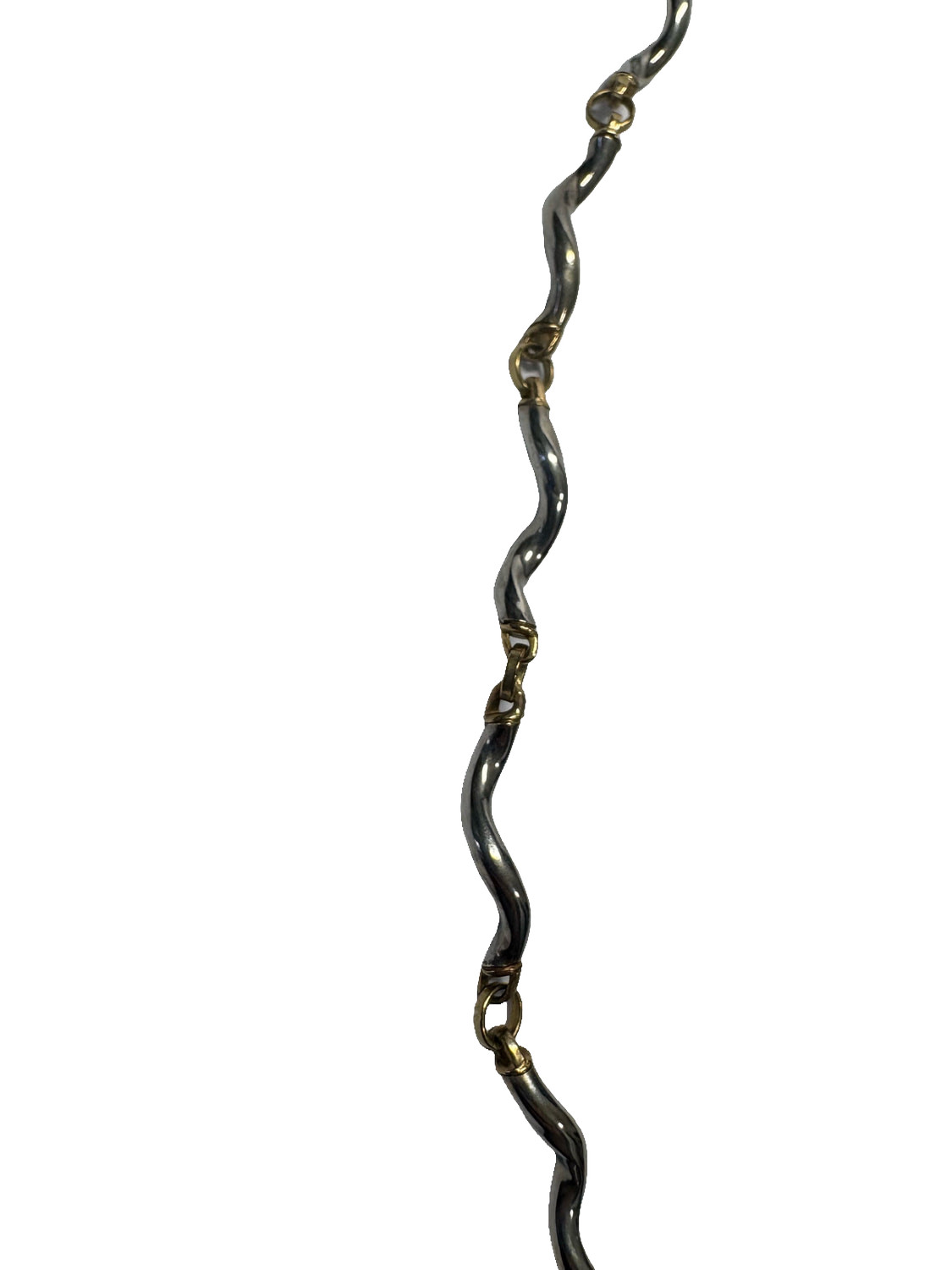 9ct White and Yellow Gold Twist Wave Link Necklace Hallmarked 8.77g