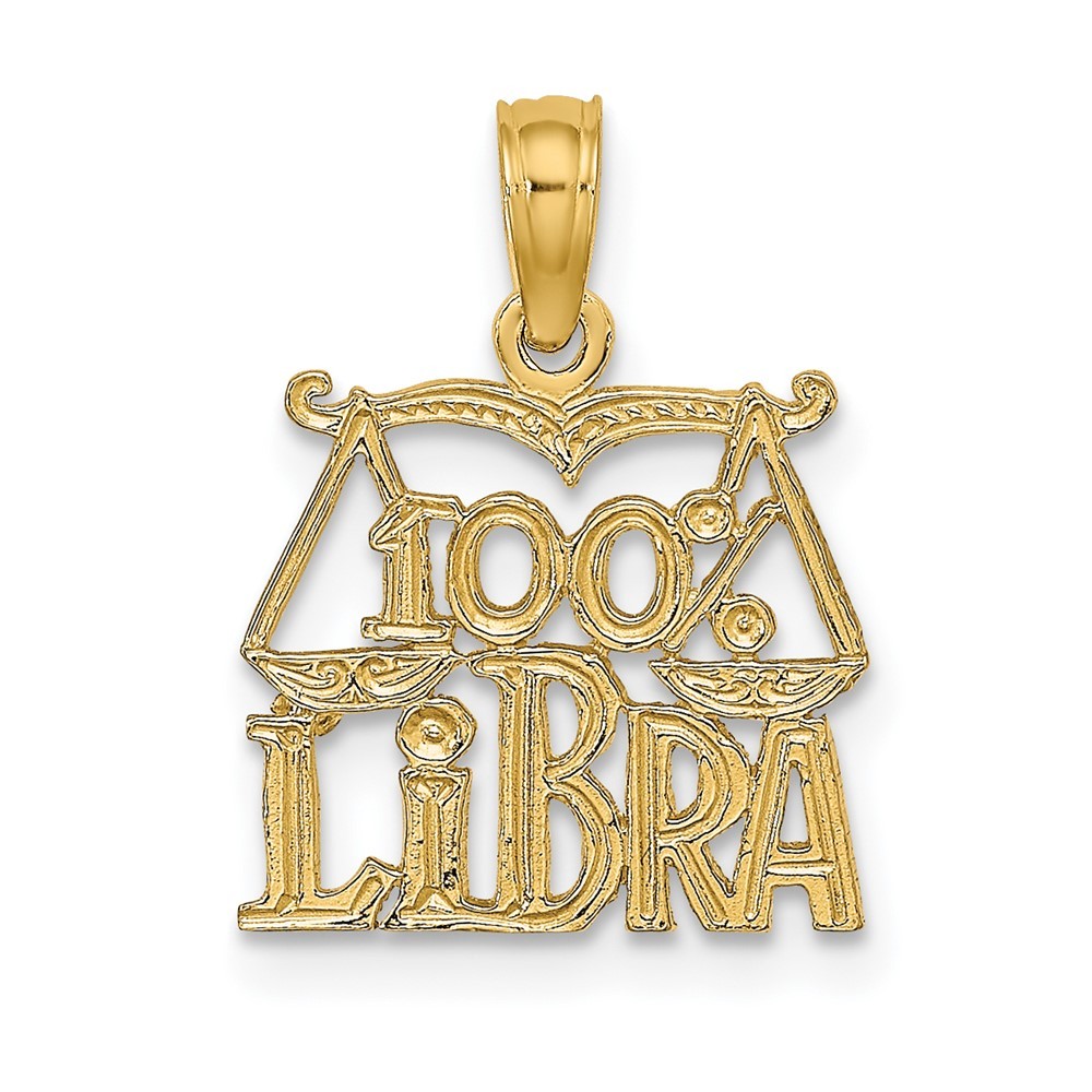 10K Yellow Gold 1 LIBRA Zodiac Charm Pendant L-15.4 mm, W-12.8 mm