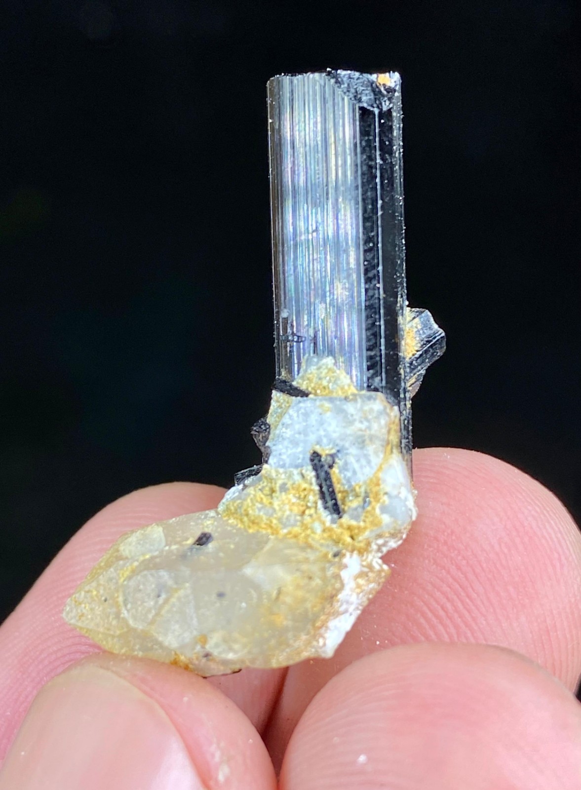 Natural Quardz With Black Tourmaline Crystal Specimen