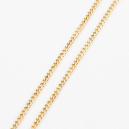 18K Solid Yellow Gold 0.8mm Slim 2-Sided Curb Link Chain Necklace 16.5″ MIJapan